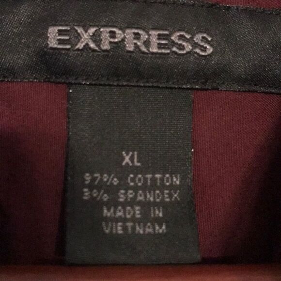 Express Men's Maroon Button Down Shirt - Size XL - Picture 5 of 6